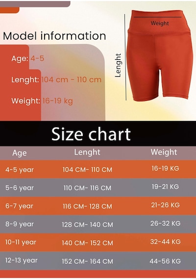 Erdem Kıds Kız Çocuk Yüksek Bel, Biker, Casual, Koşu, Yürüyüş, Spor, Atletik, Egzersiz, Fittness, Kısa Tayt Kiremit Kiremit