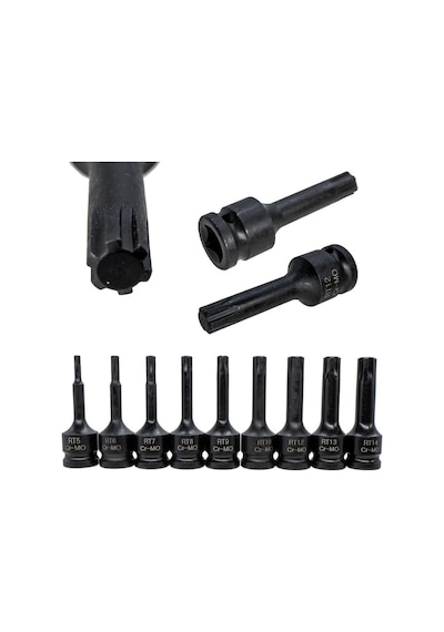 6501 Havalı Uzun Rıbe Uçlu 1/2" Lokma Takımı 9 Parça