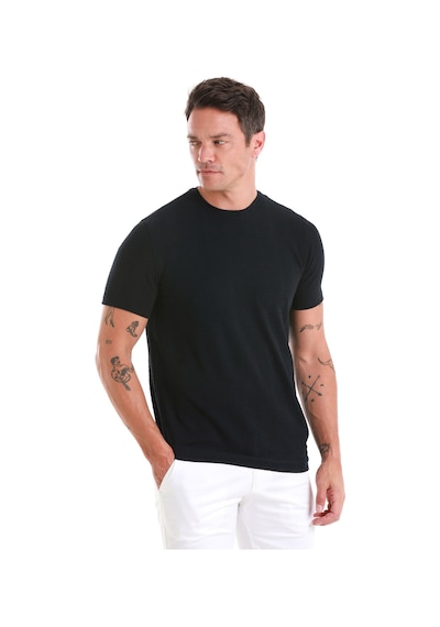 Hatemoğlu Lacivert Regular Fit Jakarlı Bisiklet Yaka Tişört 35102024c004 005 Lacivert