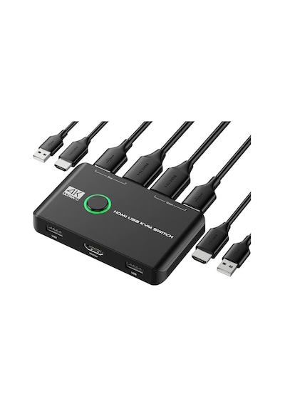 4k Hdmi Kvm Switch 2 Port Usb 2 Pc Tek Kasa Klavye Mouse Kontrol Çoklayıcı