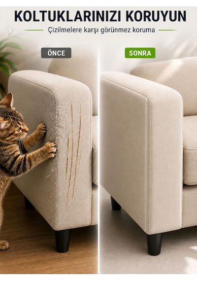 Kedi Koltuk Tırmalama Koruyucu Şeffaf Yapışkanlı Mobilya Tırmalama Önleyici Bandı 20x50 Cm 20 Adet