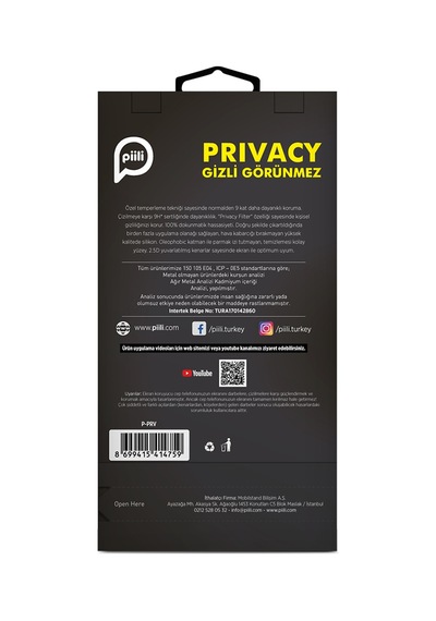 Piili Apple iPhone Uyumlu 16 Pro Hayalet Privacy Ekran Koruyucu