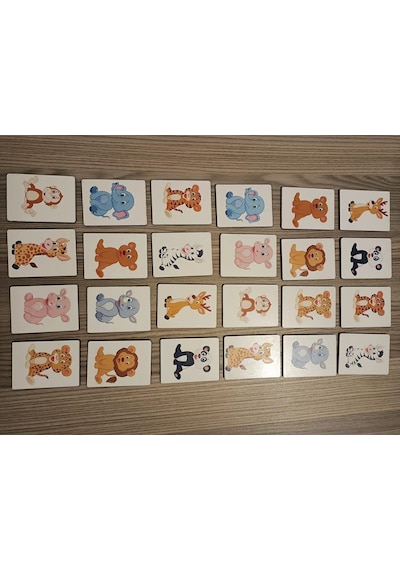 Ahşap Zeka Kartları Eşleştirme Oyunu Ahşap Puzzleoyuncak Sevimli Hayvanlar