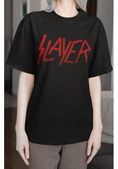 Slayer Rock Metal Müzik Grubu Sırt Baskılı Unisex Oversize Tişört Siyah