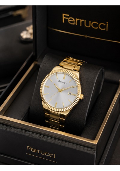 Ferrucci Fc04525 Gold Renk Takvimli Çelik Kordon Klasik Model Erkek Kol Saati