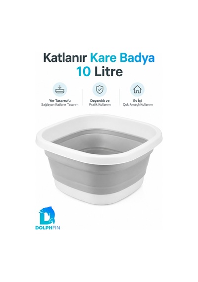 Katlanır Badya 10 Lt Mutfak Hazırlık Ve Hamur Yoğurma Kabı Beyaz - Gri