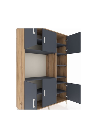 Hyperion Dolap 10 Raflı 6 Kapaklı 132x44x195 Çam-antrasit/ant... Çam