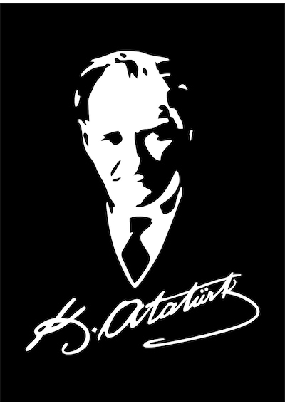 Atatürk İmza Ve Silüet Sticker - Gazi Mustafa Kemal - Atatürk - Araba Oto Motosiklet Araç Karavan Sticker 00565 20x15 Cm
