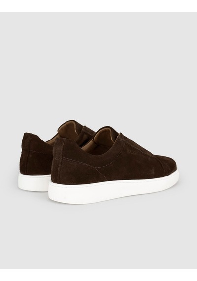 Cabani Hakiki Deri Kahverengi Süet Bağcıksız Erkek Sneaker Ayakkabı
