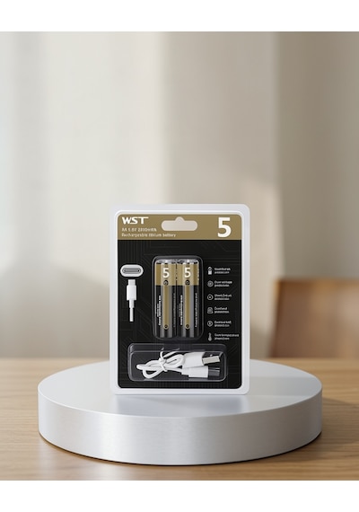 Aa Usb Type-c Şarj Edilebilir Pil, 1.5v Sabit Voltaj, 1000+ Döngü