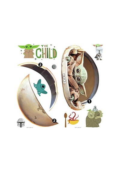 Rmk4655scs Duvar Çıkartması, Motif: Mandalorian The Child Boyanmış, Yapıştırılabilir, Yeşil/kahverengi/gri Diğer