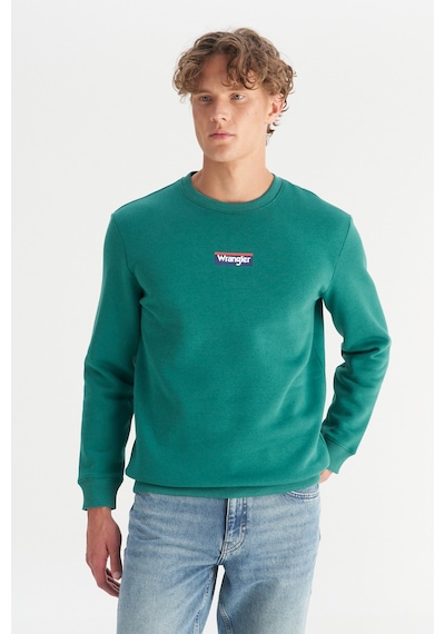 Wrangler Regular Fit Normal Kesim Bisiklet Yaka İçi Polarlı Yeşil Sweatshirt