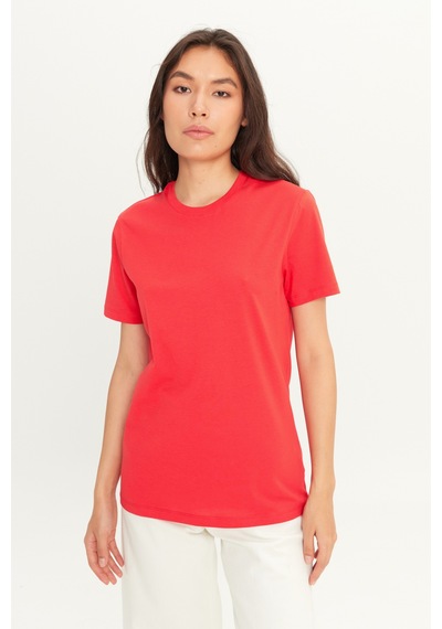 AC&Co / Altınyıldız Classics Erkek Kırmızı Slim Fit Dar Kesim %100 Pamuk Bisiklet Yaka Kısa Kollu Tişört Kirmizi