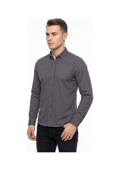 Advante Erkek Spor Slim Fit Uzun Kol Petek Dokulu Gömlek Bgl-st05482 Füme