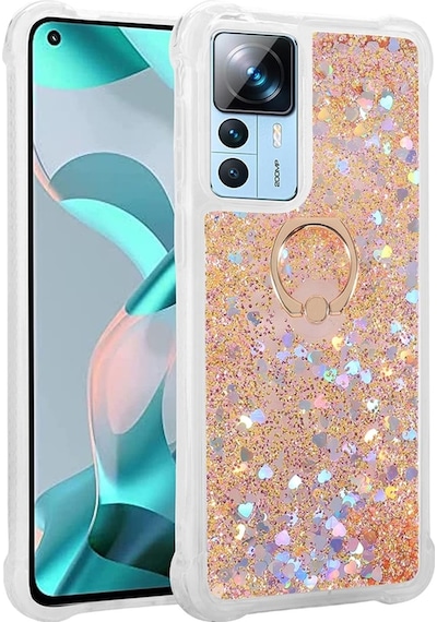 Xiaomi Mi 12t Pro Uyumlu Akışkan Simli Sıvılı Yüzüklü Parlayan Tasarımlı Kılıf
