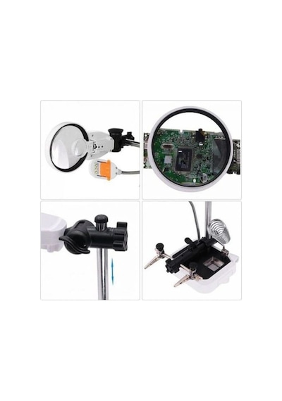 Mg16129dc Ledli Büyüteçli Pcb Bord Onarım Tamir Havya Standı