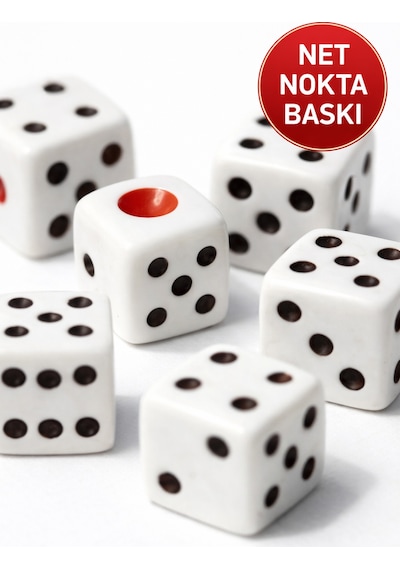 6 Lı Set 10.5 Mm Okey & Tavla Zarı Net Noktalı Dayanıklı Okey & Tavla Zarları