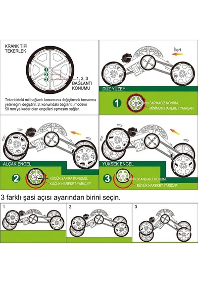 Tırmanıcı Arazi Aracı Kendin Yap Stem Eğitici Oyuncak Araba Montaj Seti - Motorlu Engel Aşan Robot