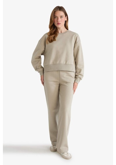 Defacto Boxy Fit Bisiklet Yaka Basic Düz Sweatshirt B8568ax25aukh475 Haki