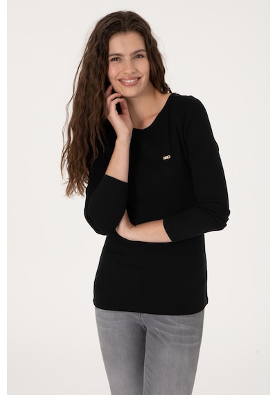 U.S. Polo Assn. Kadın Siyah Slim Bisiklet Yaka Basic Sweatshırt 50315419-VR046