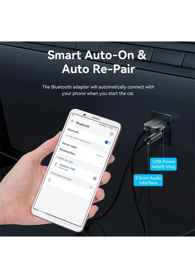 Vention Bluetooth 5.4 Süper Hızlı Aux 3.5 Mm Araç Kiti Son Nesil