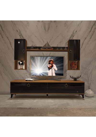 Decoraktiv Eko 5da Mdf Std Gold Tv Ünitesi Tv Sehpası Ceviz - Siyah