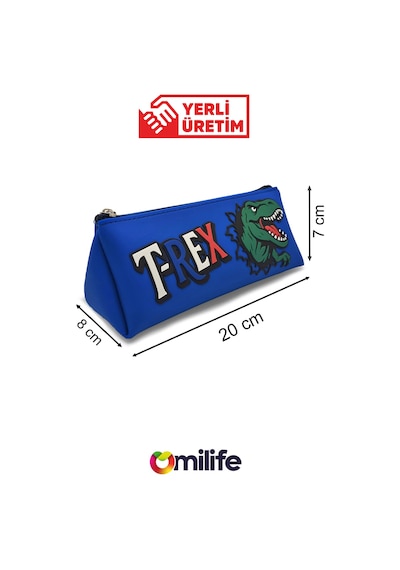 T-rex Tasarımlı Pvc Kalem Kutusu Dayanıklı Silikon Yapı, Çocuklar İçin Şık Ve Kullanışlı Saklama Kutusu, Çevre Dostu Ve Uzun Ömürlü Lacivert