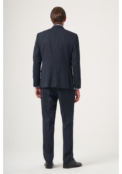 İmza Lacivert Mono Yaka Çizgili 6 Drop Slim Fit Tam Astar Esnek Takım Elbise 1001260149 İmza Lacivert Mono Yaka Çizgili 6 Drop Slim Fit Tam Astar Esnek Takım Elbise 1001260149