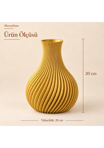 Sarmal Tasarım Dekoratif Vazo 20 Cm Kuru Ve Yapay Çiçek Vazosu Altın
