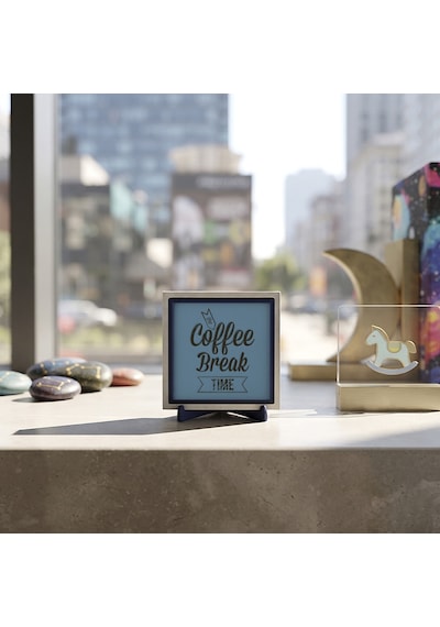Modern Coffee Break Time Dekoratif Parça, Yaşam Alanınıza Dinamik Bir Dokunuş 10x10 Cm
