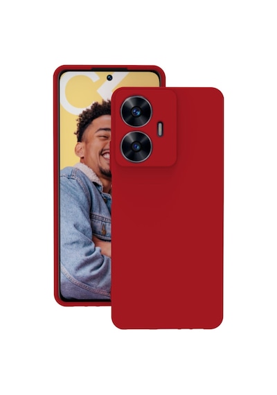 Realme C55 Kılıf Kamera Korumalı Silikon Rubber Arka Kapak Kırmızı