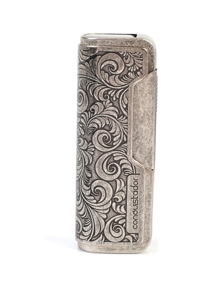 Conquistador Tek Torch Pürmüz Gümüş İşlemeli Metal Puro Çakmağı Cnq-027