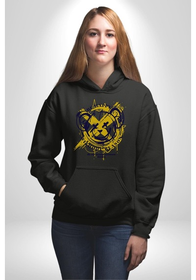 Sebep Olmadan Mutlu Ol Kadın Erkek Siyah Kapüşonlu Sweatshirt Hoodie Siyah