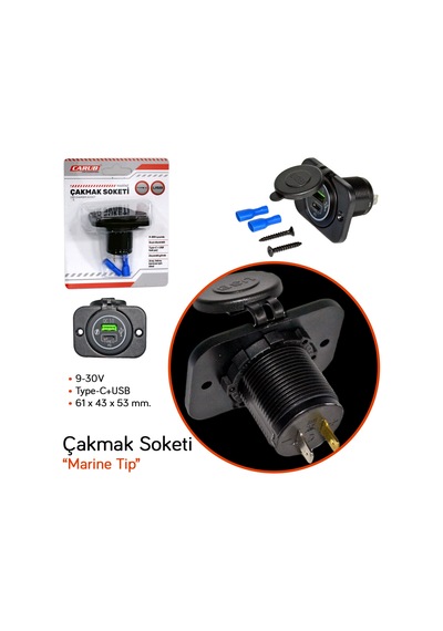 Carub Çakmak Soketi 9-30v Marine Tip Type-c+usb Br1700814