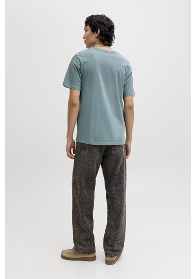 Jack & Jones Erkek Corp Logo Baskılı Bisiklet Yaka Kısa Kollu Tişört Turkuaz