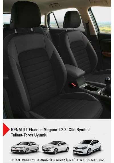 Mocha Taytüyü Oto Koltuk Kılıfı Renault Fluence-megan 1-2-3-clio-symbol-taliant-toros Siyah