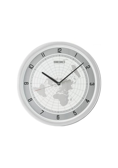 Seiko Qxa814a Metalik Renkli Plastik Kasa Dünya Haritası Sessiz Saniyeli Duvar Saati Çok Renkli