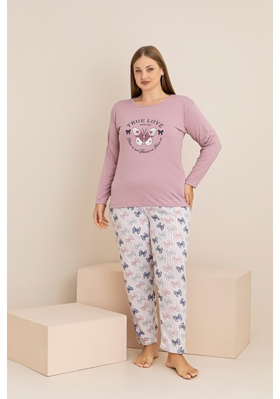 Rindahomewear Büyük Beden Süprem Pijama Takımı GÜL KURUSU
