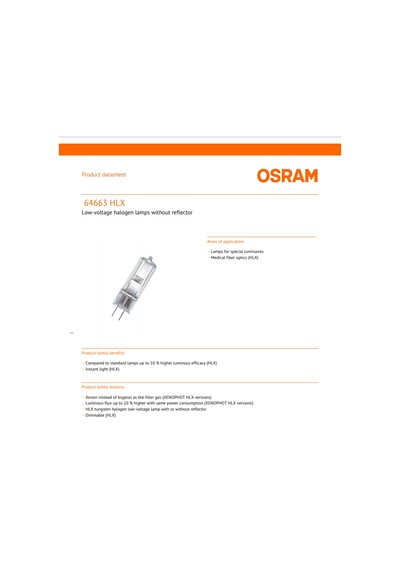 36V 400W Osram Kapsul Ampul G6.35 Hlx 64663
