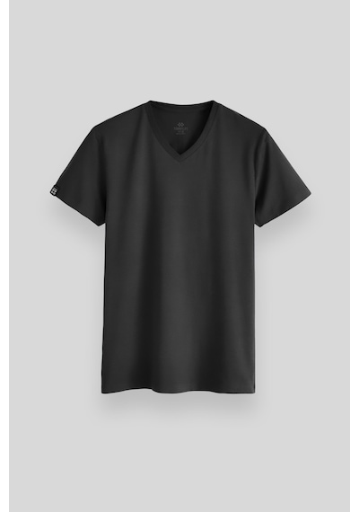 Tommylife Antrasit Basic Kısa Kol Standart Kalıp V Yaka Erkek T-shirt - 87912 Antrasit