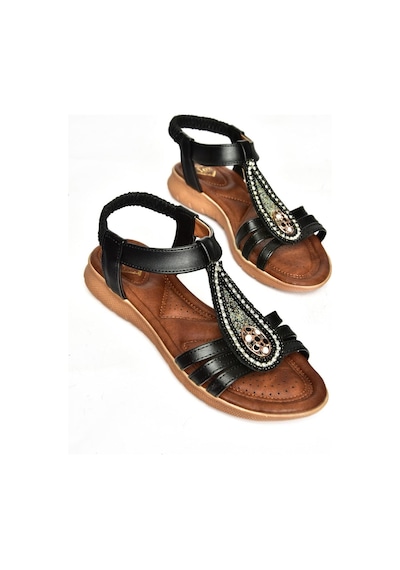 Fox Shoes S258013709 Siyah Alçak Tabanlı Kadın Sandalet Siyah