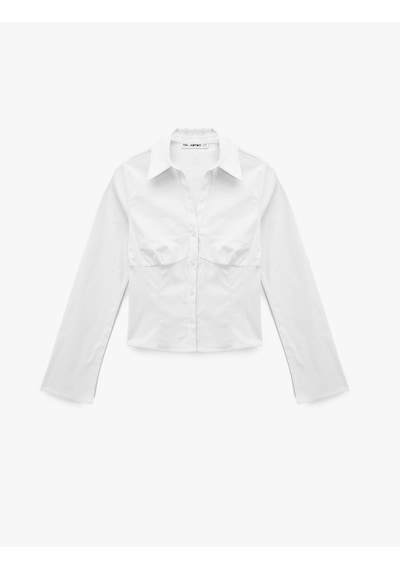 Koton Slim Fit Düğmeli Klasik Yaka Uzun Kollu Gömlek Beyaz 6wal60078ıw Beyaz