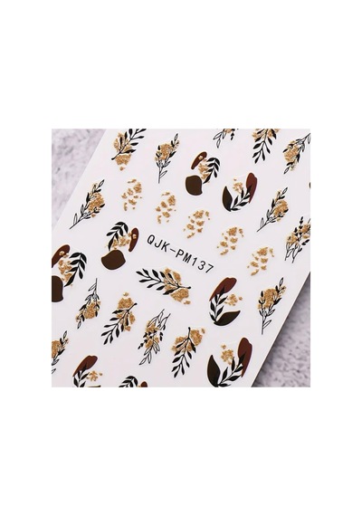 Nailist Floral Çiçekli Seri - Altın Yaldızlı Yapışkan Tırnak Sticker Nail Art Tırnak Dövmesi 10919617