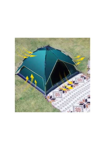 Camp One Dört Mevsim 4 Kişilik Çift Katmanlı Otomatik Kamp Doğa Deprem Çadırı Çok Renkli