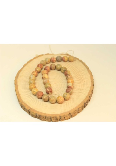 Yasam Tohumu Jasper Taşı Yarım Dizi 11 - 12 MM Aralığı 25900 18 CM Çok Renkli