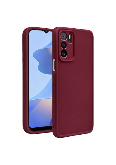 Oppo A16 4g Uyumlu Kamera Çıkıntılı Mat Silikon Telefon Kılıfı Bordo