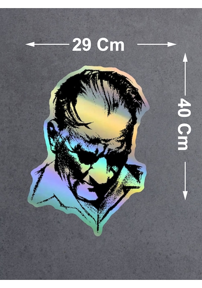 Hologramlı Janjanlı Atatürk Silüet Sticker - Ata Gazi Mustafa Kemal Sticker - Araba Oto Motosiklet Karavan Sticker 03007 40x29 Cm
