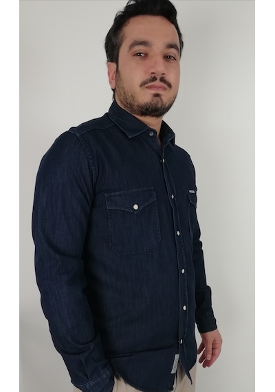 Tousus Slim Fit Kot Erkek Gömlek Slm-2014-tss Lacivert