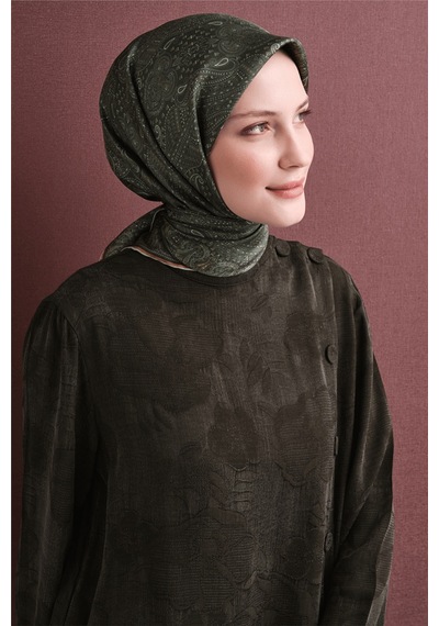 Armine İpek Eşarp 2027 Kış - 9631-52 Haki Twill