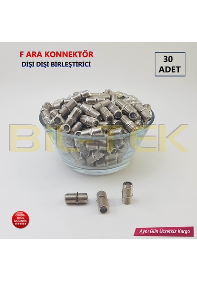 F Ara Konnektör - Dişi - Dişi Kablo Birleştirici 30 Adet